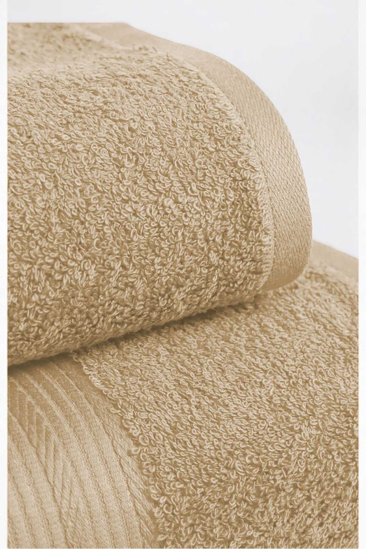 2 Parça Battal Lüks Premium Banyo Spa Havlu Takımı 90x170 Cm Bej