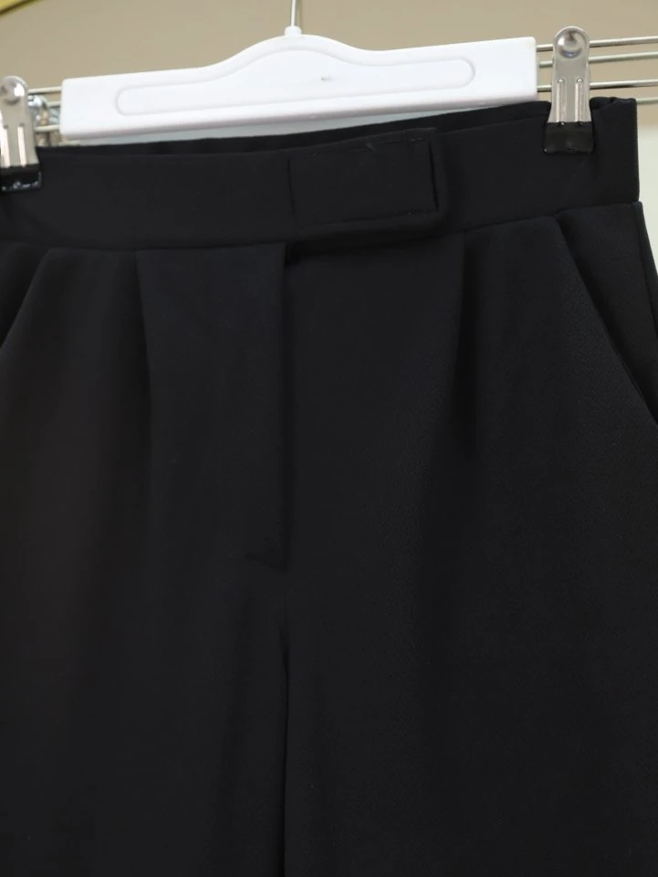 Cırtlı Fermuarlı Palazzo Pantolon -Siyah