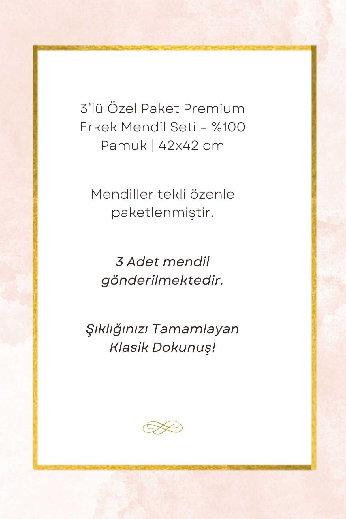 3’lü Özel Paket Premium Erkek Mendil Seti  &amp;#37;100 Pamuk 42x42 cm Beyaz