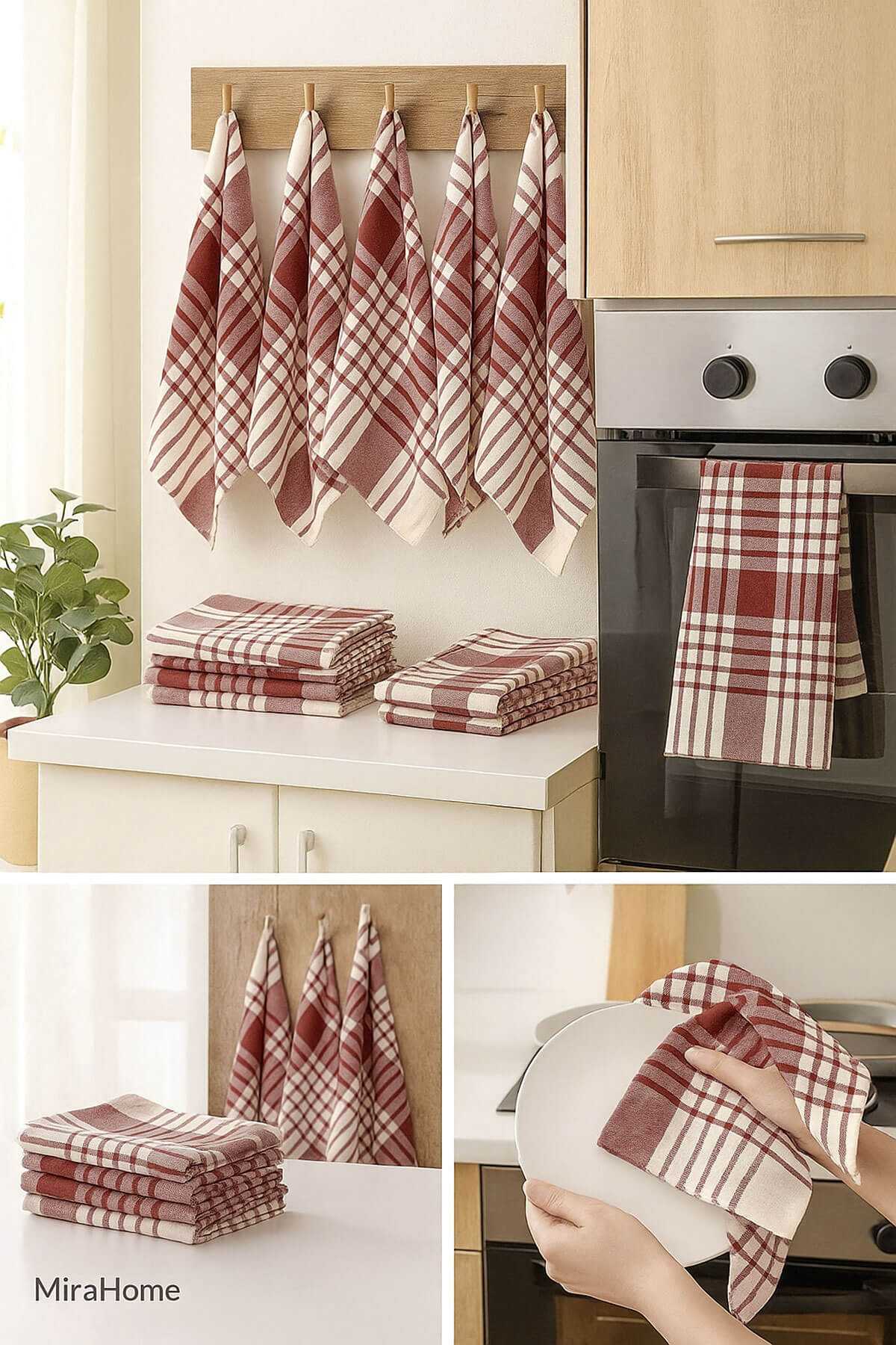 10 lu Lüks Bulaşık Kurulama Bezi ve Mutfak Peçetesi 50x70 Cm Daily Bordo