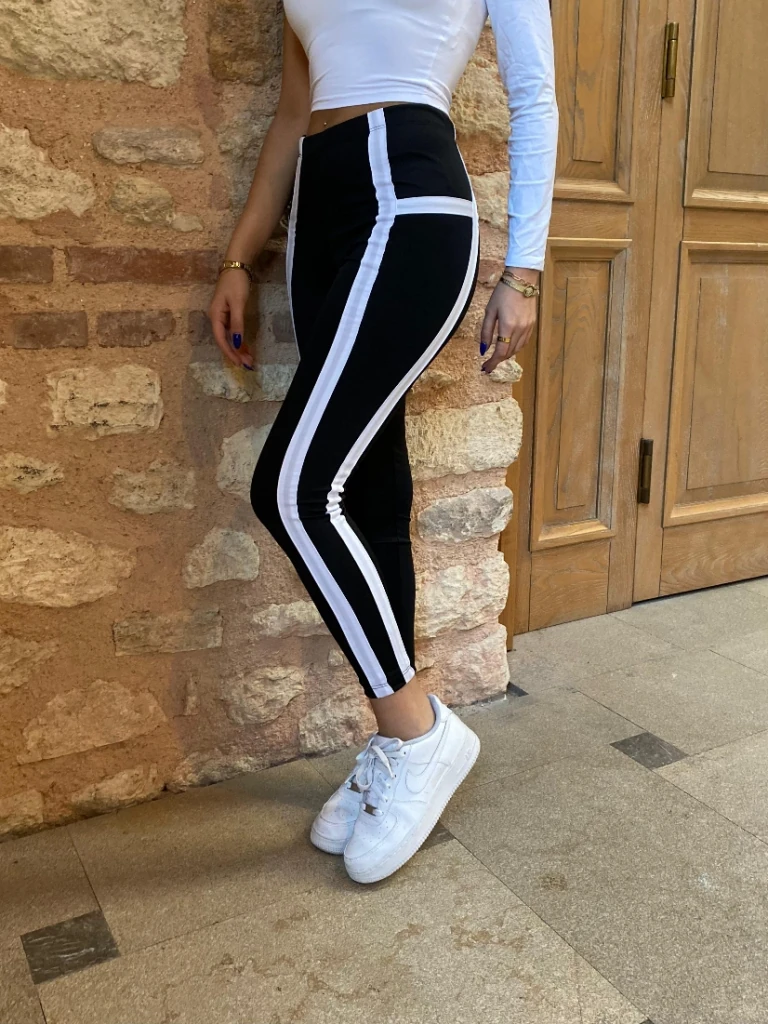 Kadın çizgili Egzersiz Dalgıç Tayt