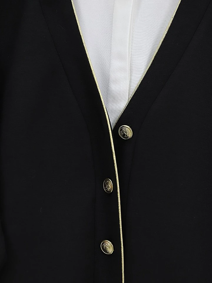 Düğmeli Biyeli Osyho Hırka -Siyah