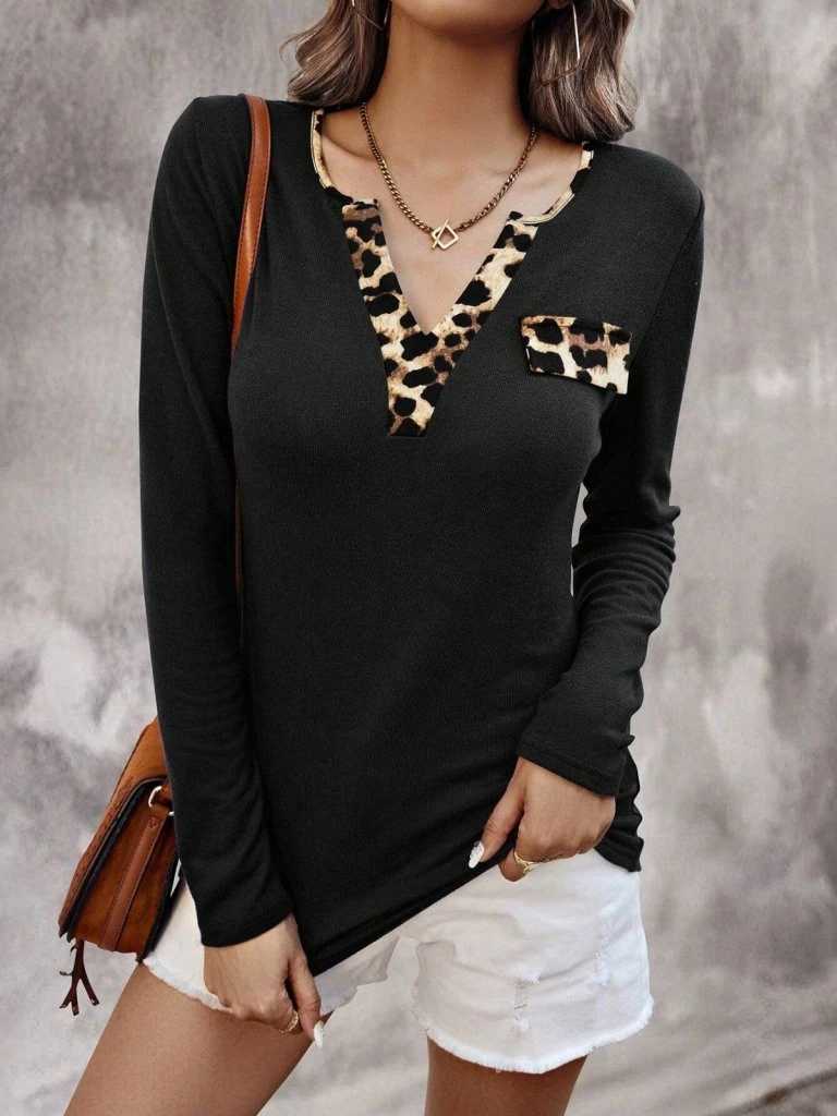 Kadın Uzun Kollu V Yakalı Kaşkorse Bluz