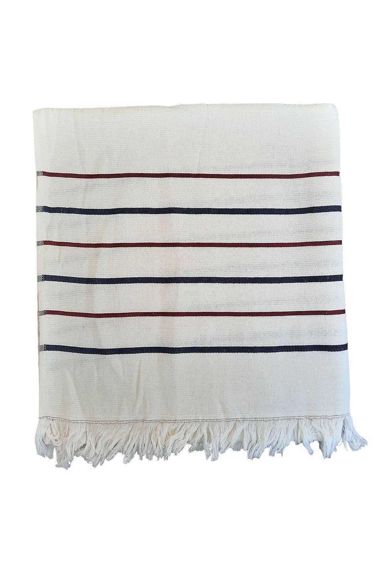 Peştemal Plaj Havlusu &amp;#37;100 Pamuklu 70x150 Cm  Beyaz Waves