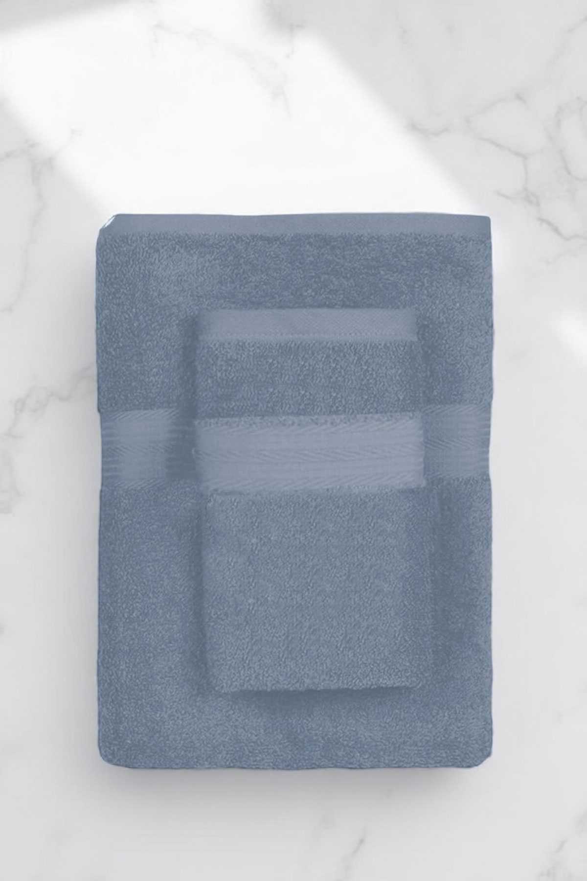 2 Parça Battal Lüks Premium Banyo Spa Havlu Takımı 90x170 Cm İndigo