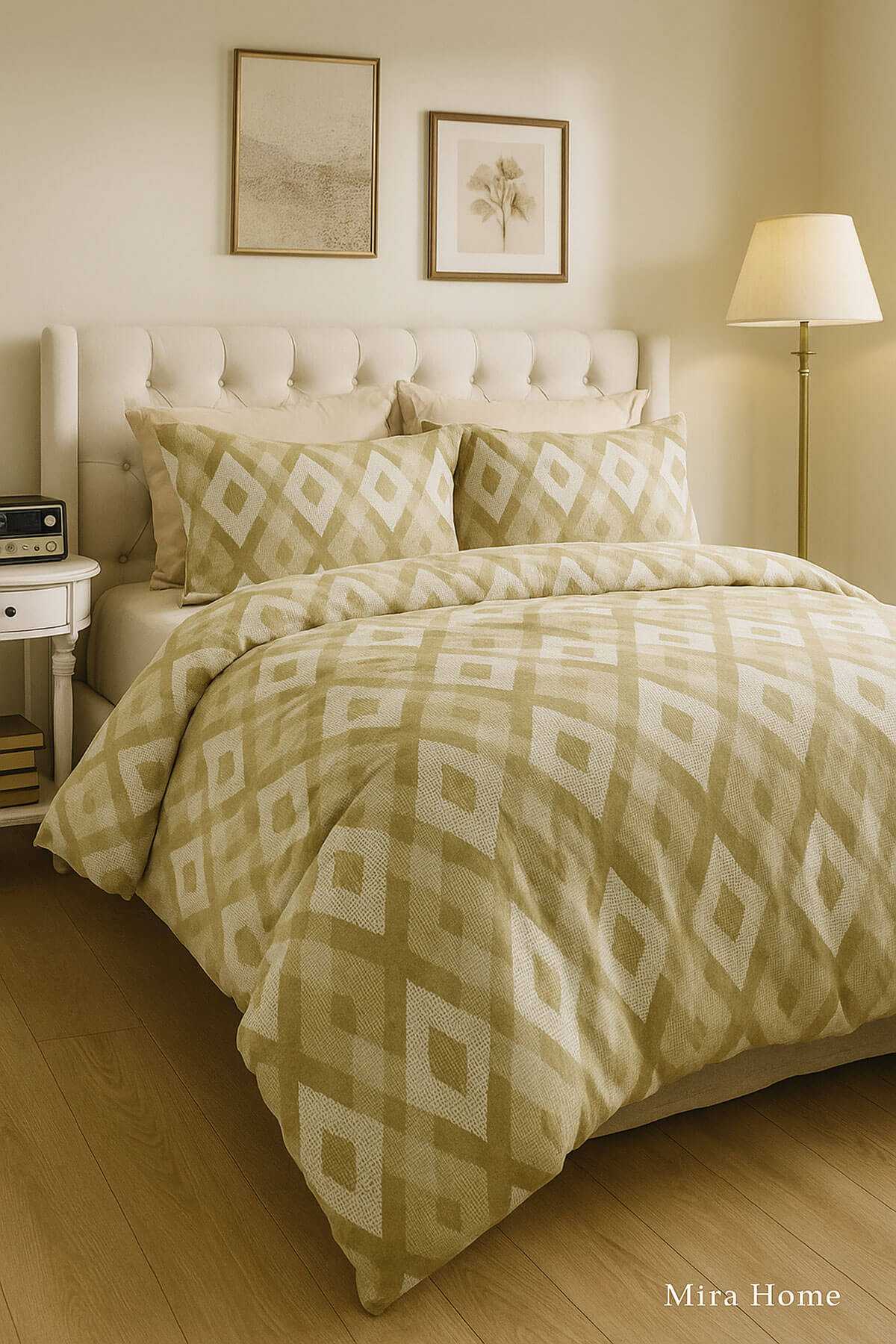 Çift Kişilik Pamuklu Nevresim Takımı İç İçe Baklava Desen