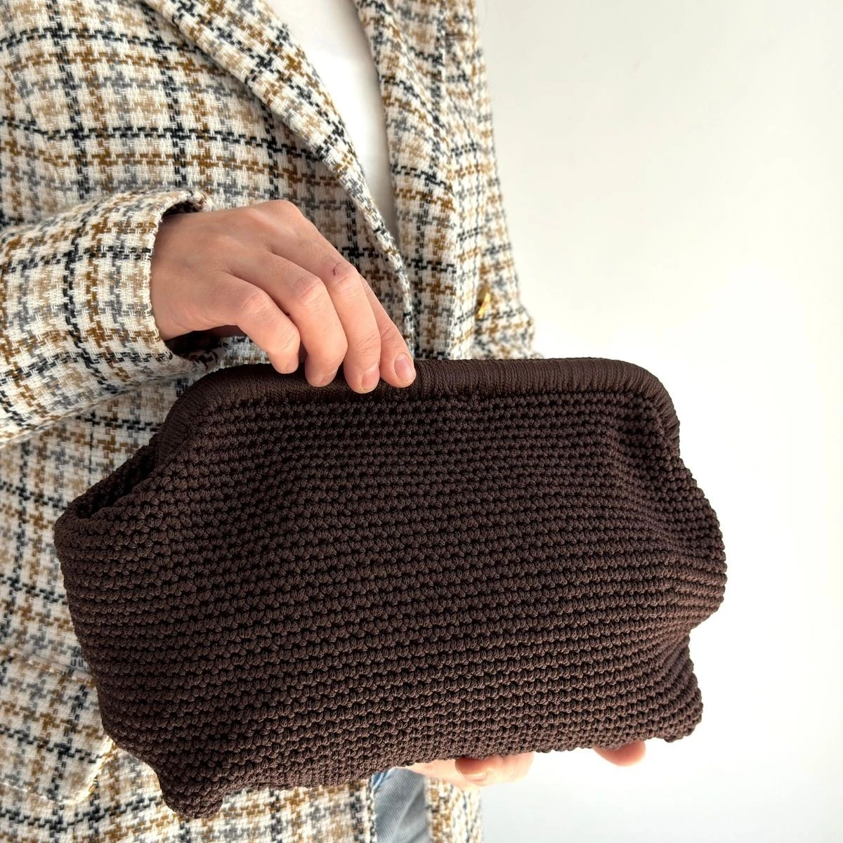 Froy Acı Kahve Örgü Çanta