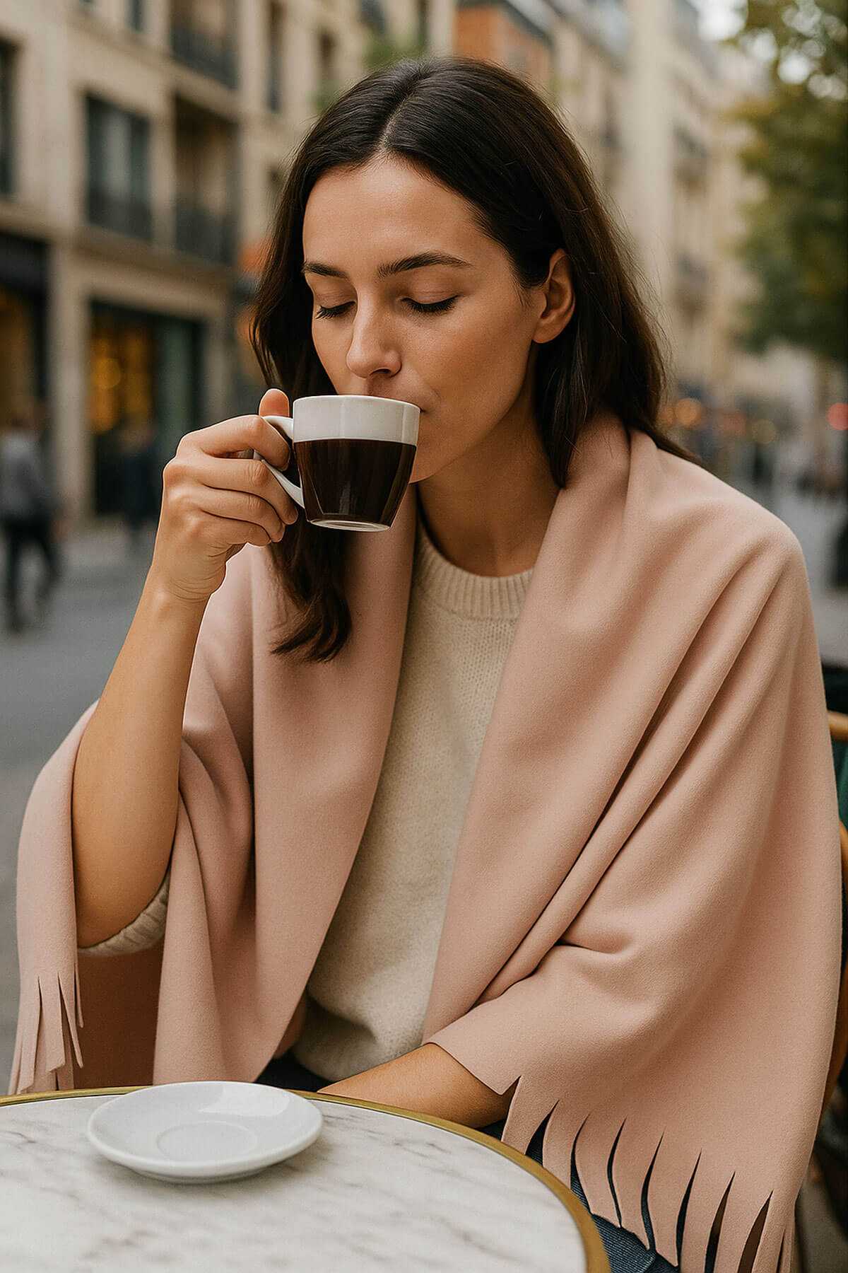 Softiva Polar Omuz Şalı 70x180 cm Unisex Kışlık Şal Pudra