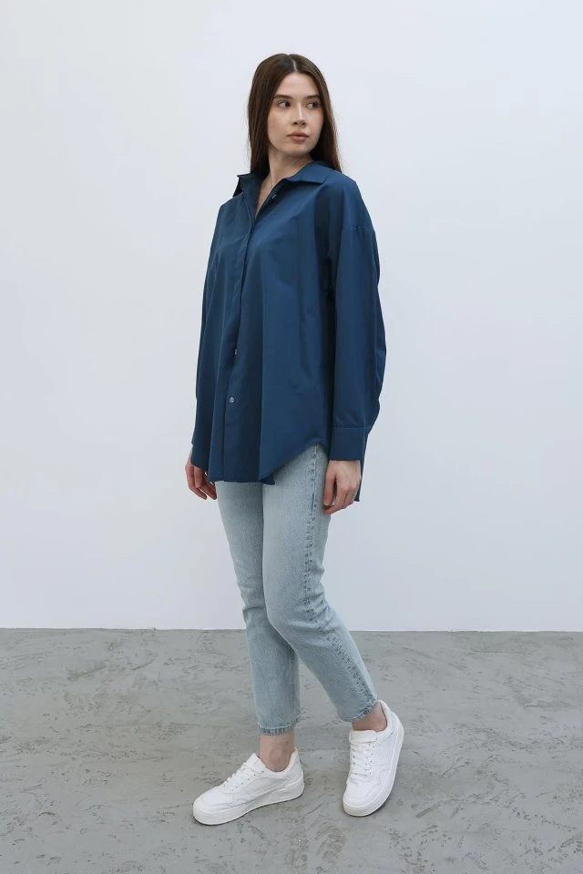 Uzun Kol Gömlek - İndigo