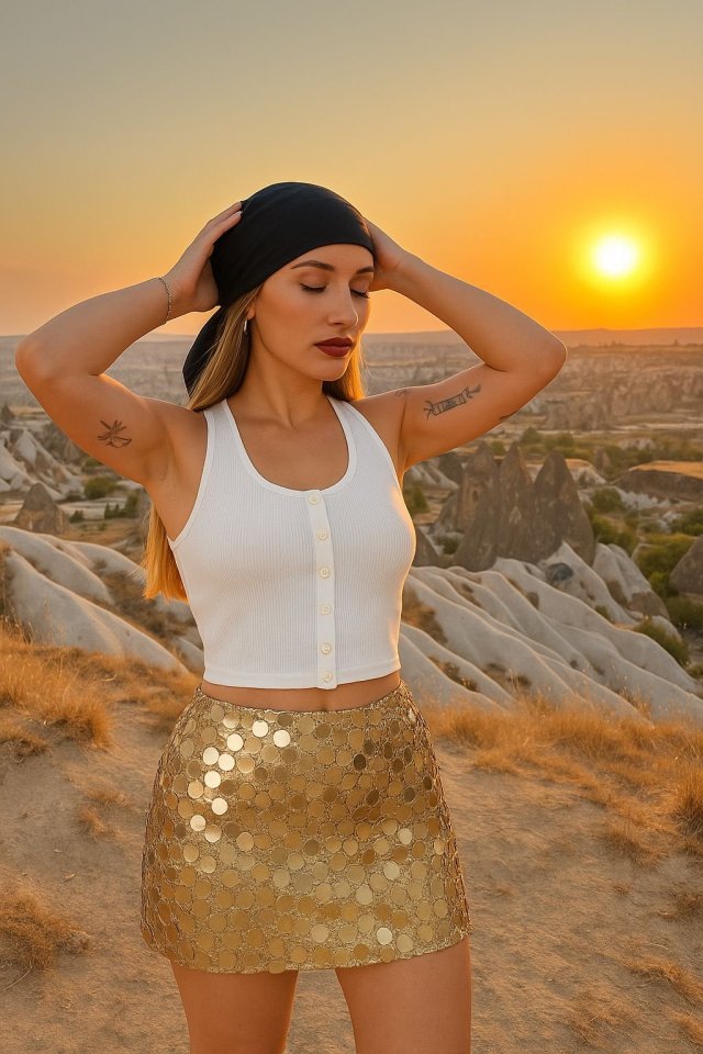 Kadın Düğme Detay Kaşkorse Kumaş Atlet