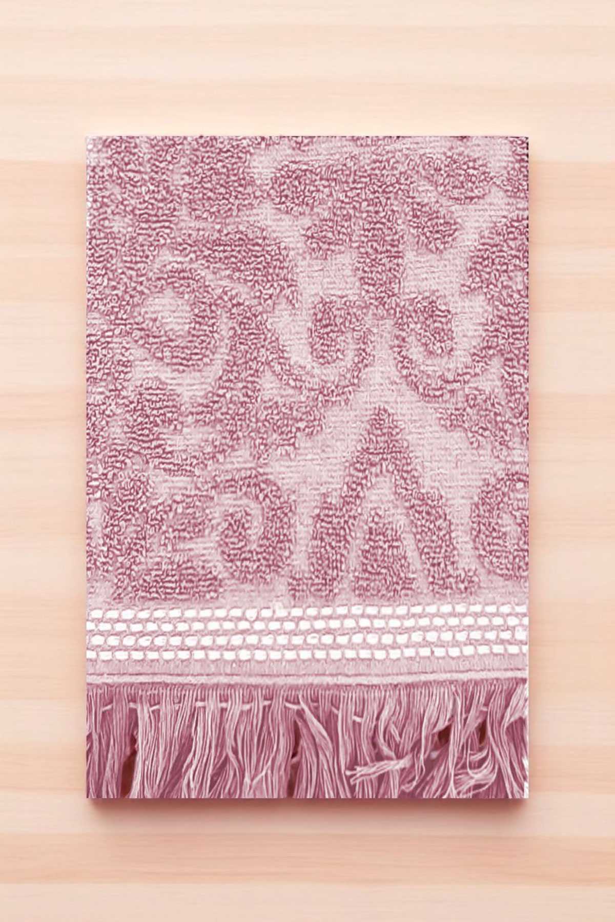 2 Parça Jakarlı Banyo Havlu Takımı &amp;#37;100 Pamuklu 90x150 Cm Arden Pembe