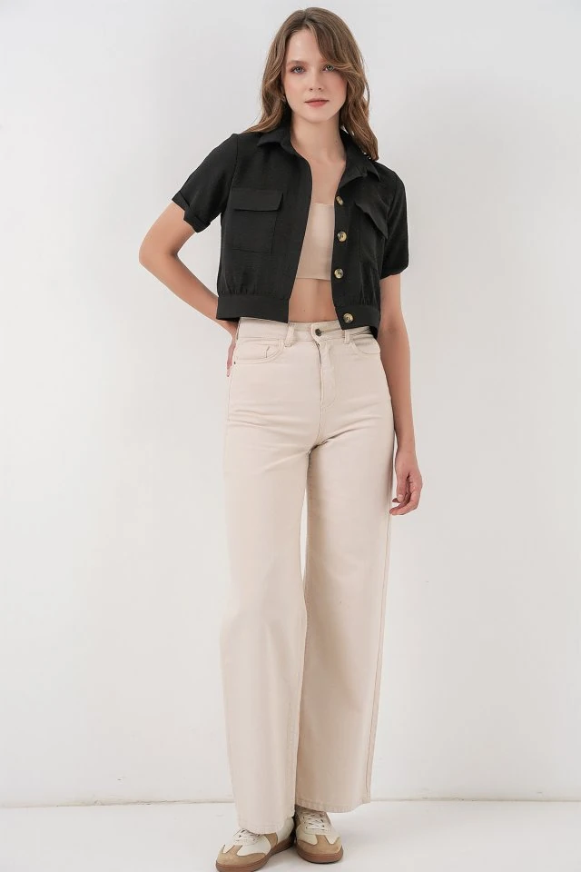 0663 Crop Ceket - Siyah