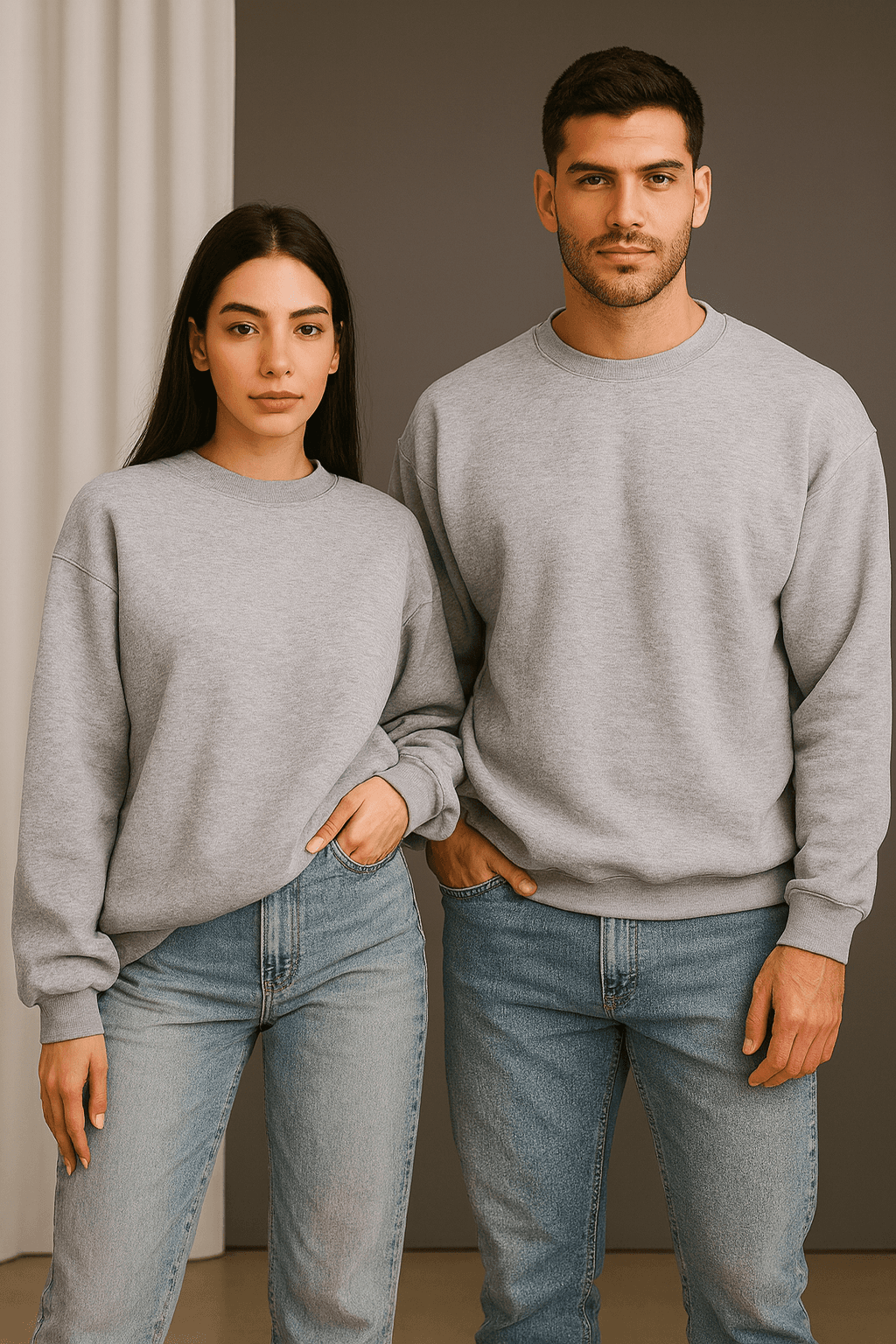 Basic Bisiklet Yaka Oversize Sweatshirt