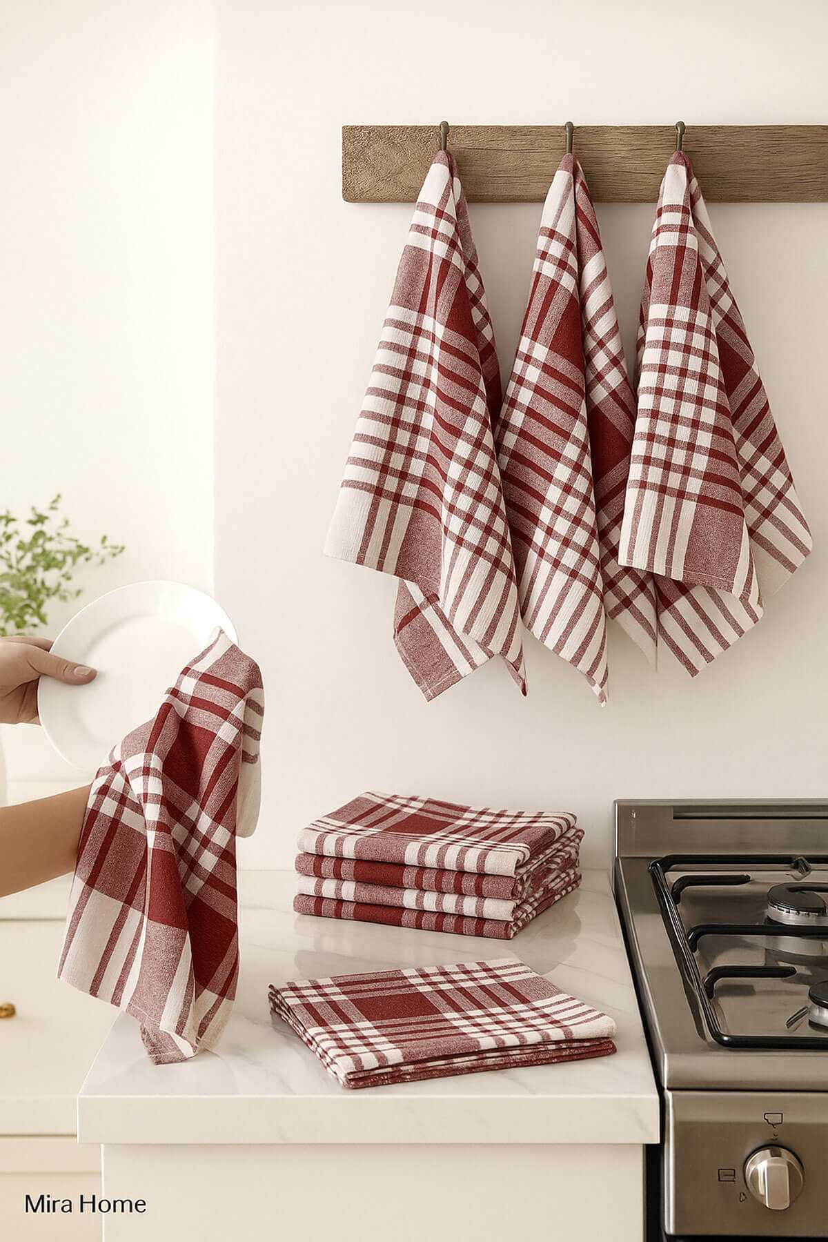 10 lu Lüks Bulaşık Kurulama Bezi ve Mutfak Peçetesi 50x70 Cm Daily Bordo