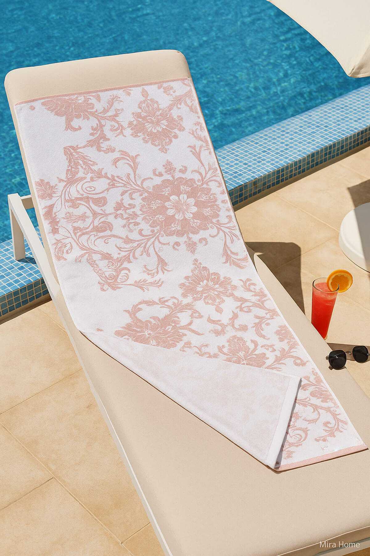 Unisex Desenli Baskılı Deniz Plaj Havlusu Otantik Nar Çiçeği 70x140 Cm