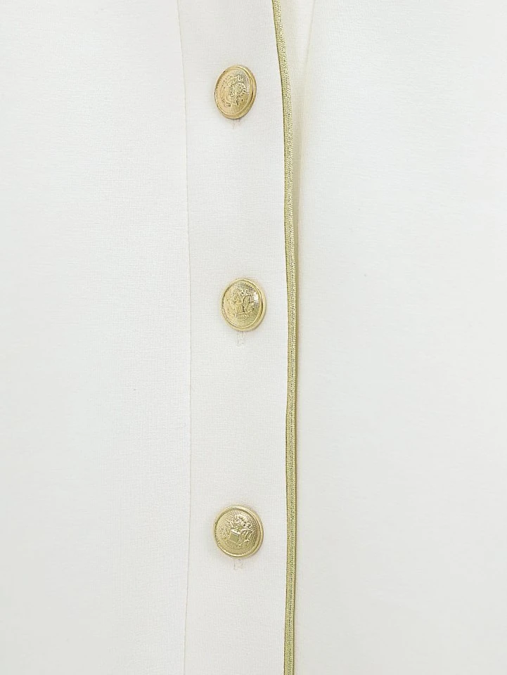 Düğmeli Biyeli Osyho Hırka -Beyaz