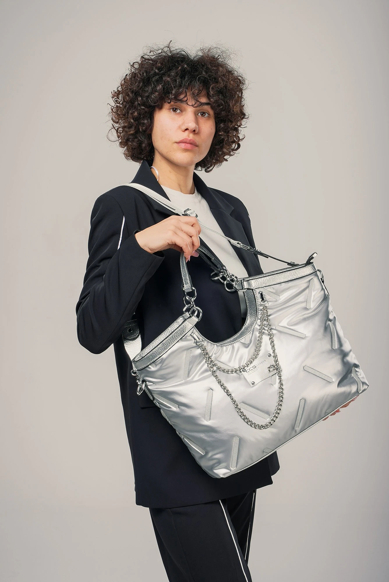 Enya Gri Cilt Omuz Çantası