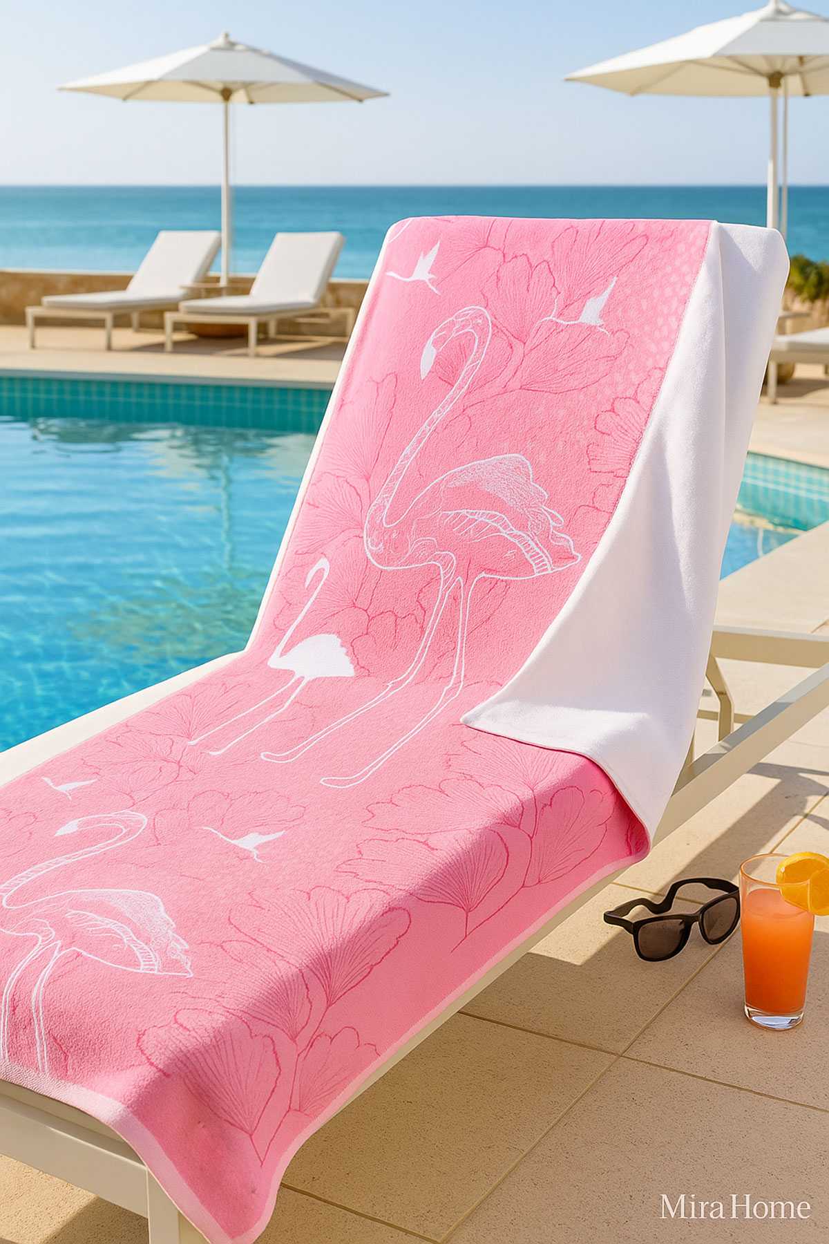 SeaDream Tropikal Desenli Plaj Havlusu 70X140 Cm Flamingo