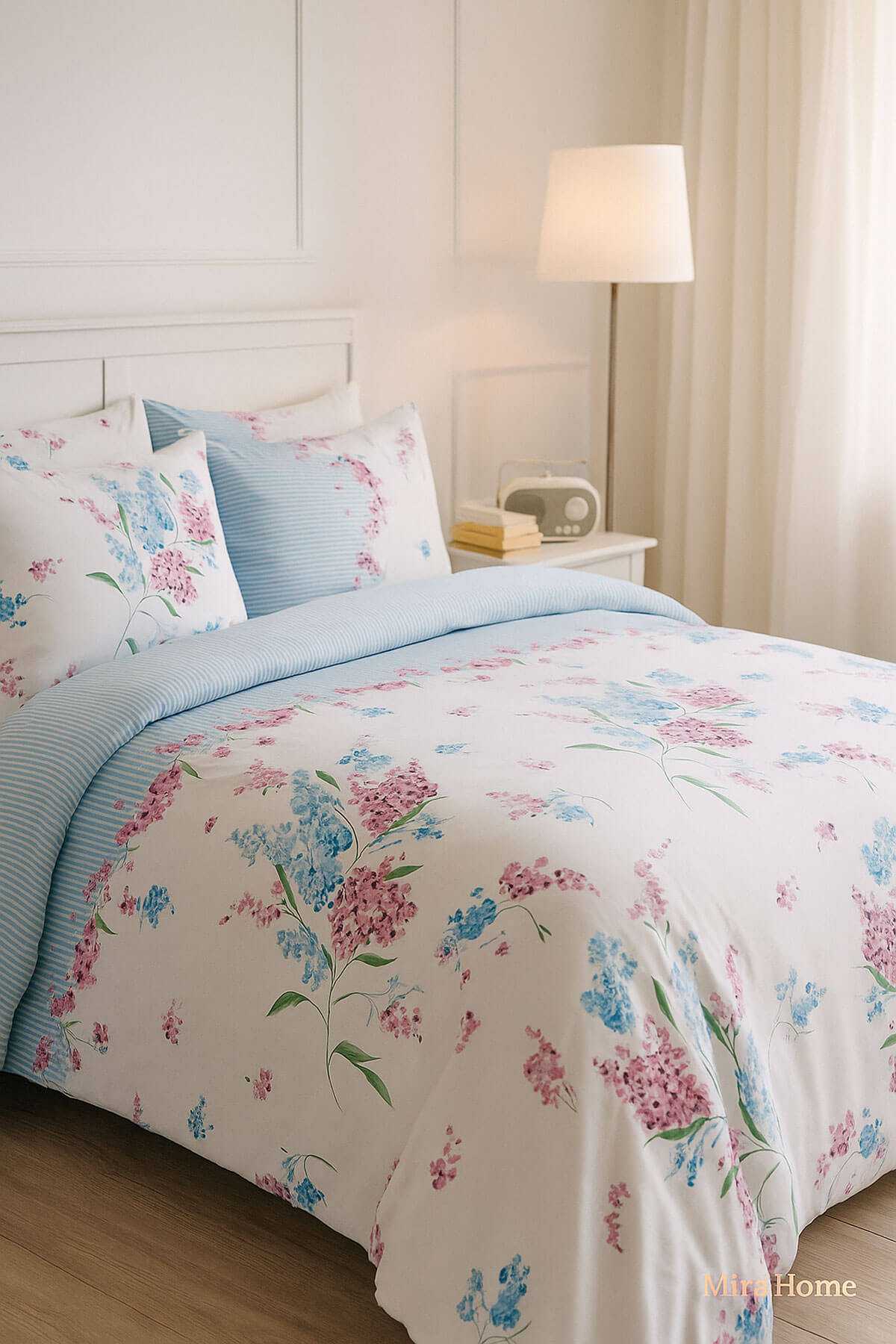 Çift Kişilik Pamuklu Nevresim Takımı Krizantem Desenli