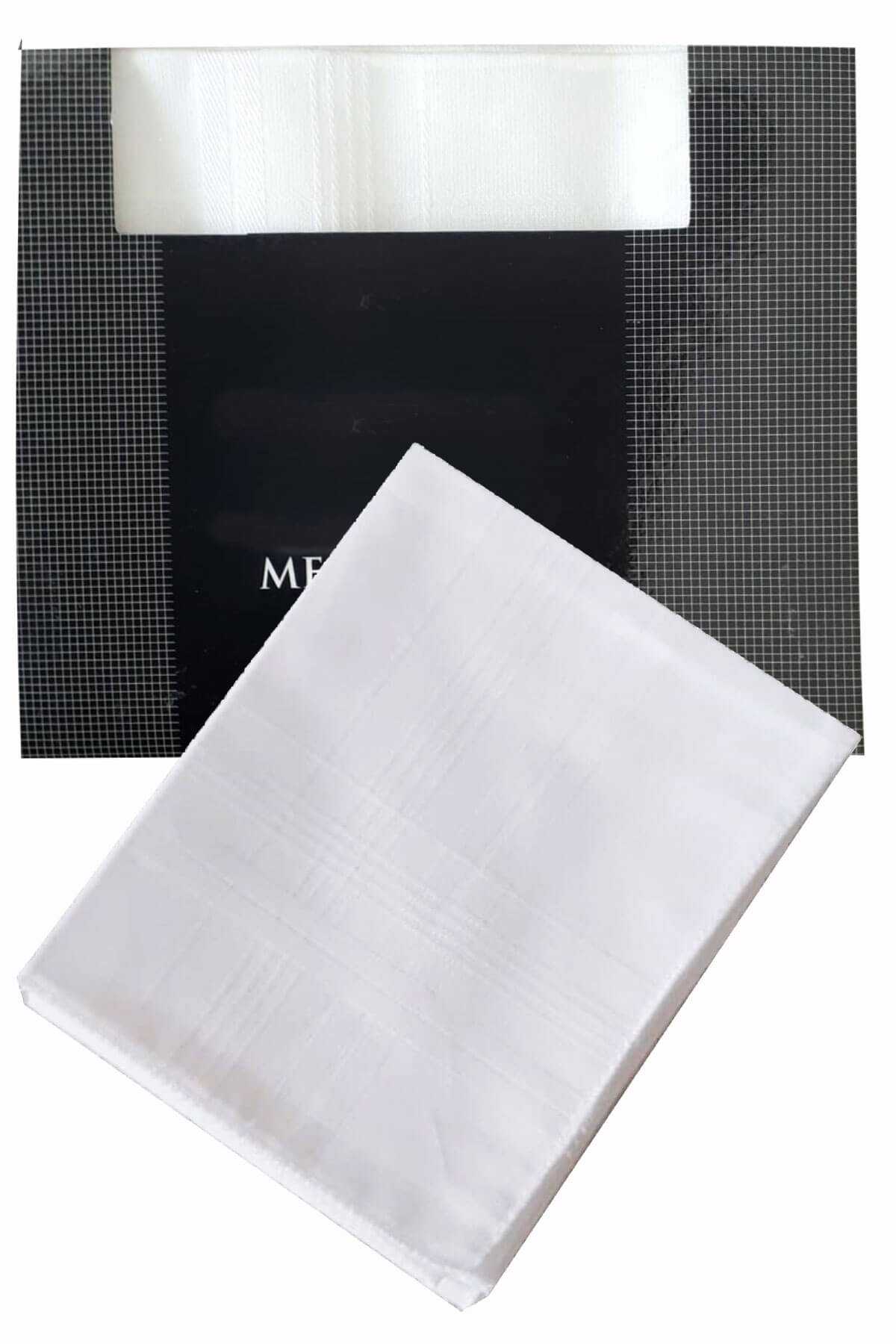 3’lü Özel Paket Premium Erkek Mendil Seti  &amp;#37;100 Pamuk 42x42 cm Beyaz