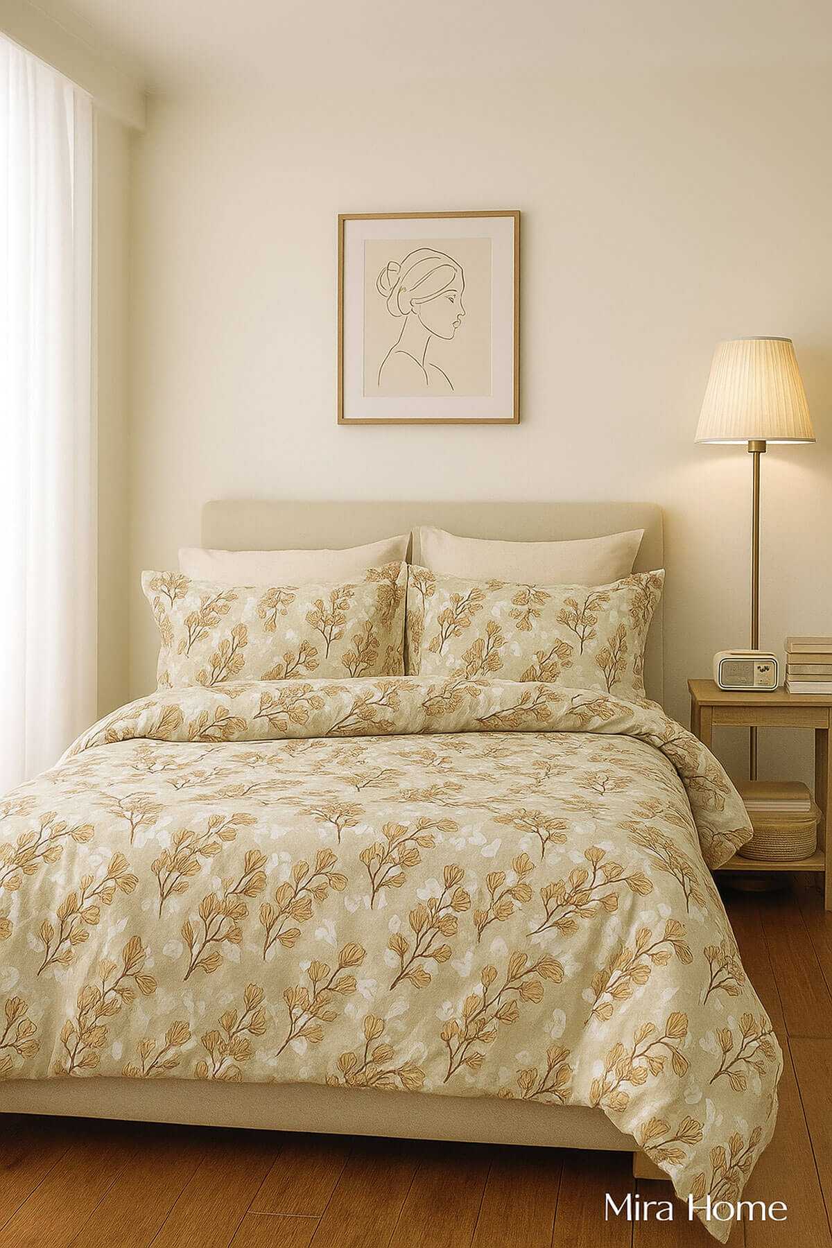 Çift Kişilik Pamuklu Nevresim Takımı Yaprak Desenli