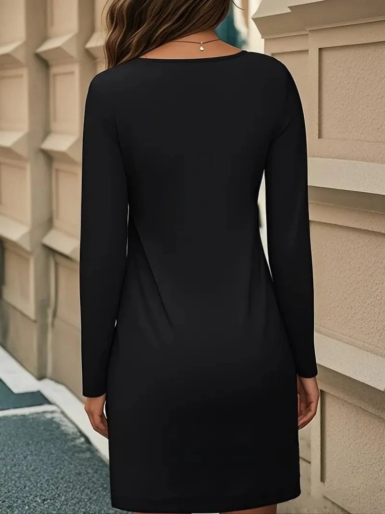 Kadın Uzun Kollu Bisiklet Yaka çiçek Desenli Mini Dalgıç Elbise