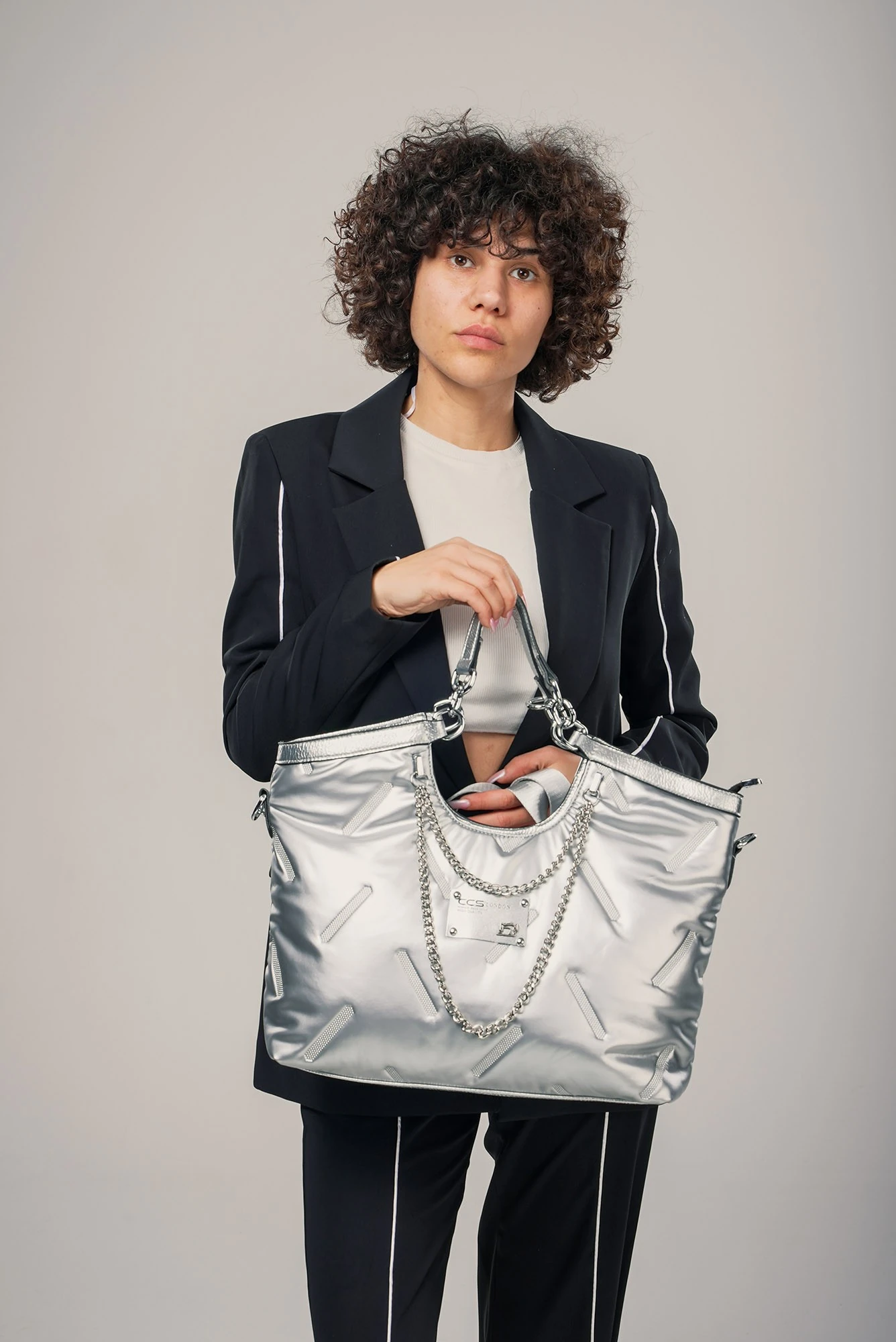 Enya Gri Cilt Omuz Çantası