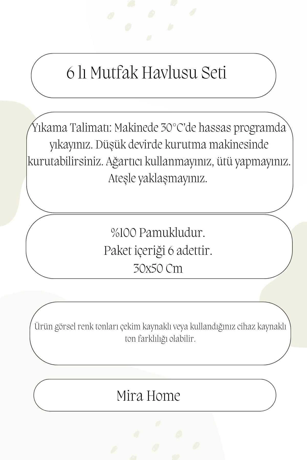 6 Parça Mutfak Havlusu Seti &amp;#37;100 Pamuklu Tendy