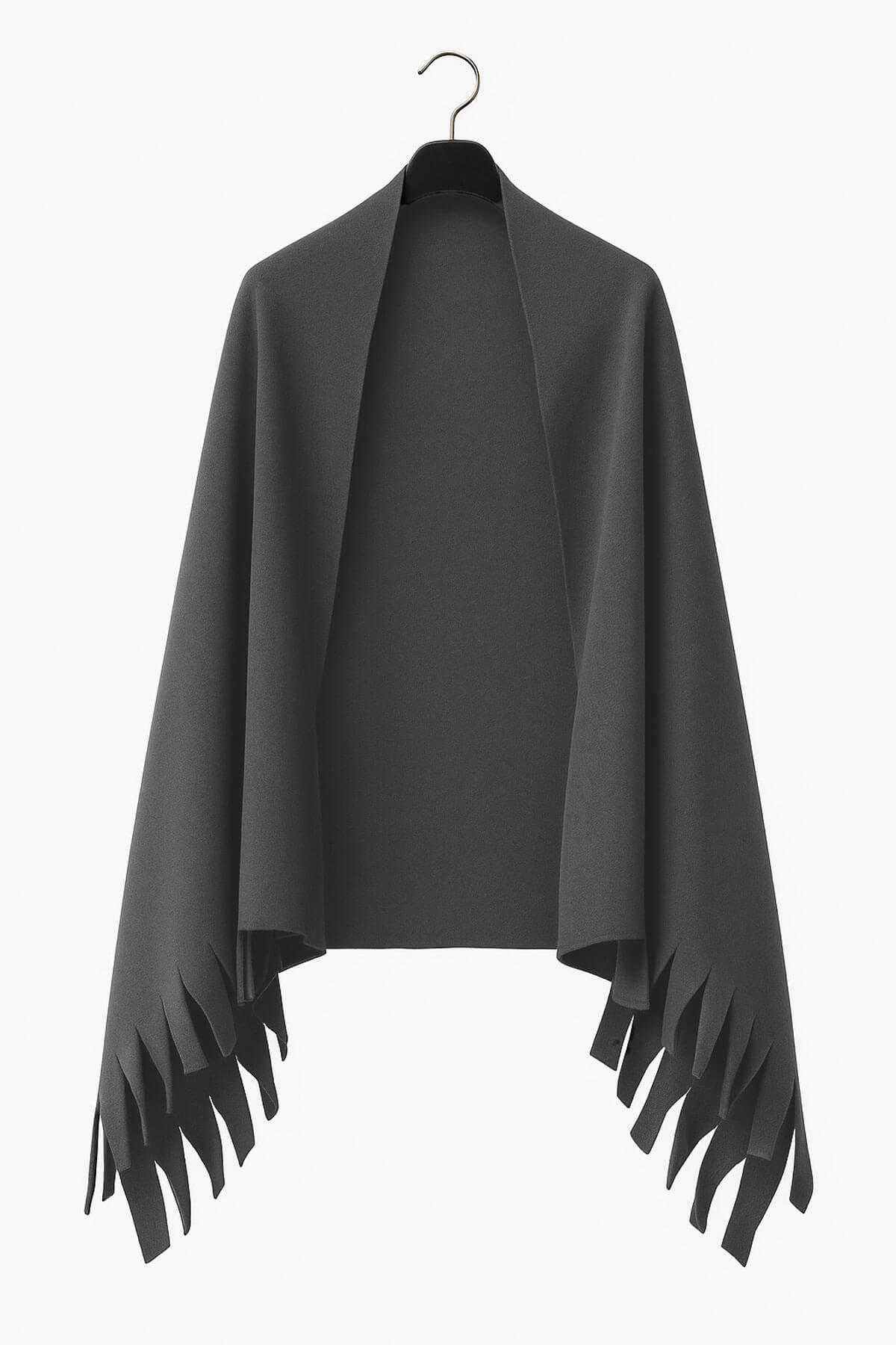 Softiva Polar Omuz Şalı 70x180 cm Unisex Kışlık Şal Antrasit Gri