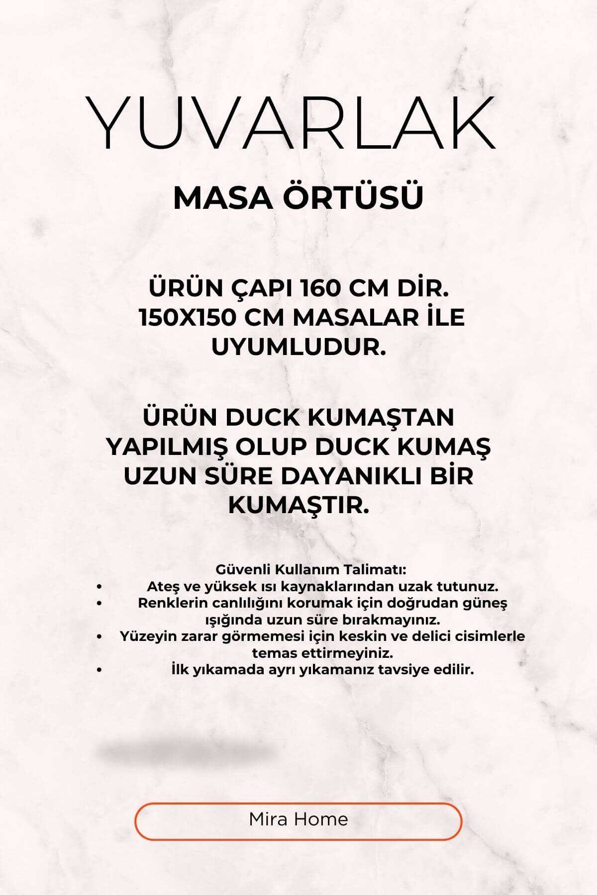 Yuvarlak Tüy Desenli Duck Kumaş Masa Örtüsü 150x150 Cm
