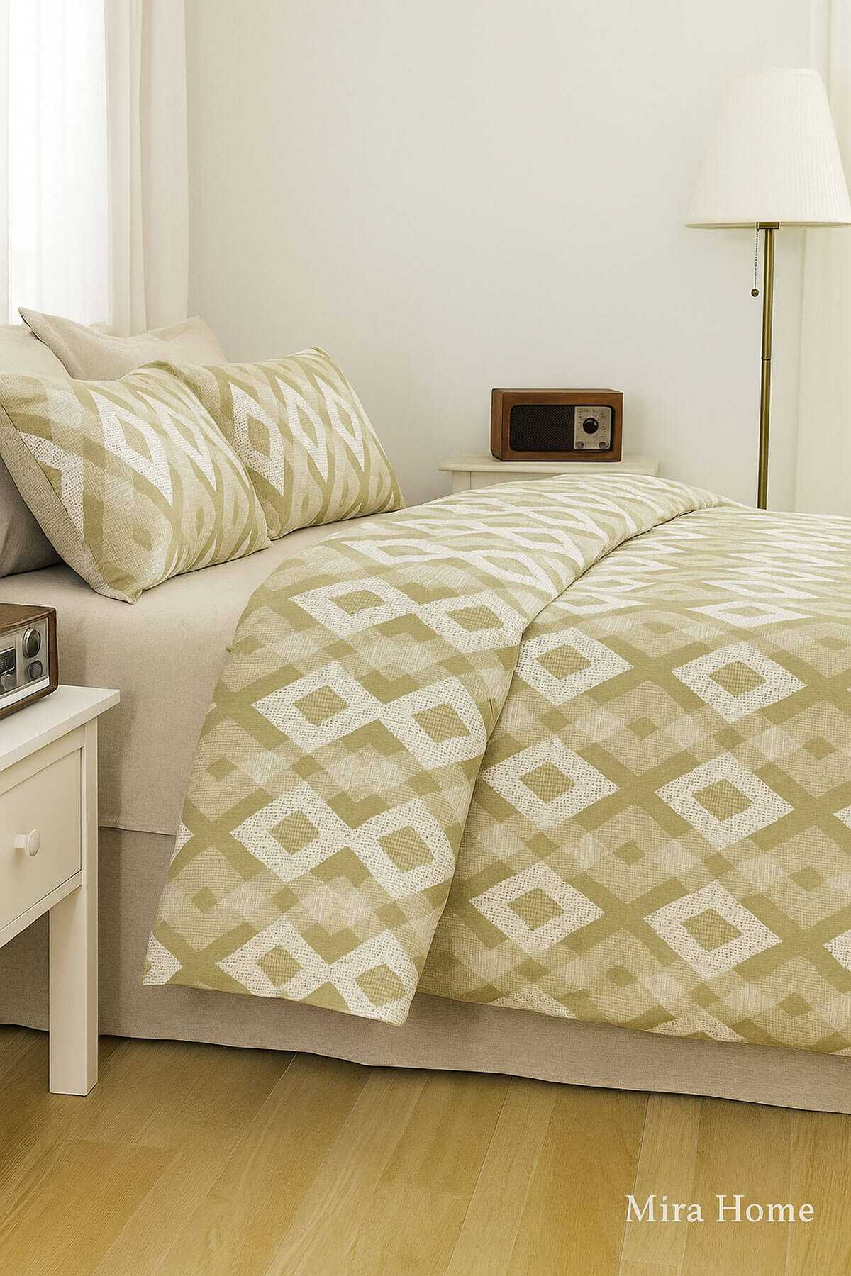 Çift Kişilik Pamuklu Nevresim Takımı İç İçe Baklava Desen