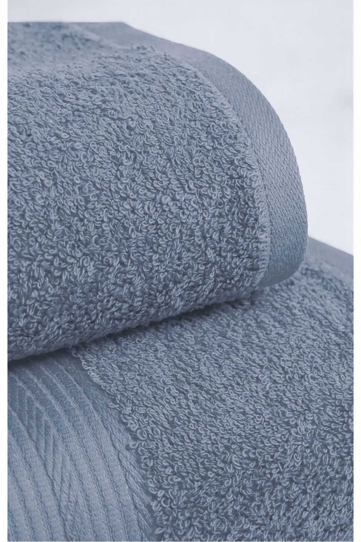 2 Parça Battal Lüks Premium Banyo Spa Havlu Takımı 90x170 Cm İndigo