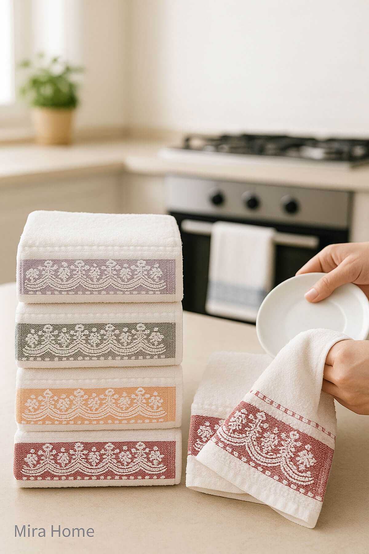 6 lı &amp;#37;100 Pamuklu Mutfak Havlusu Seti 30x50 Cm  Zarafet