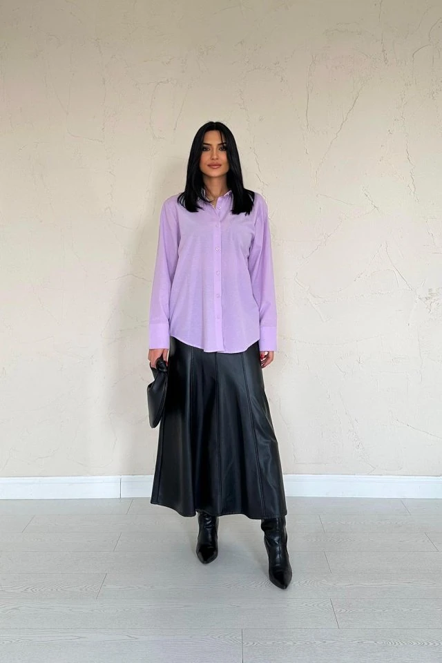 Lila Poplin Gömlek