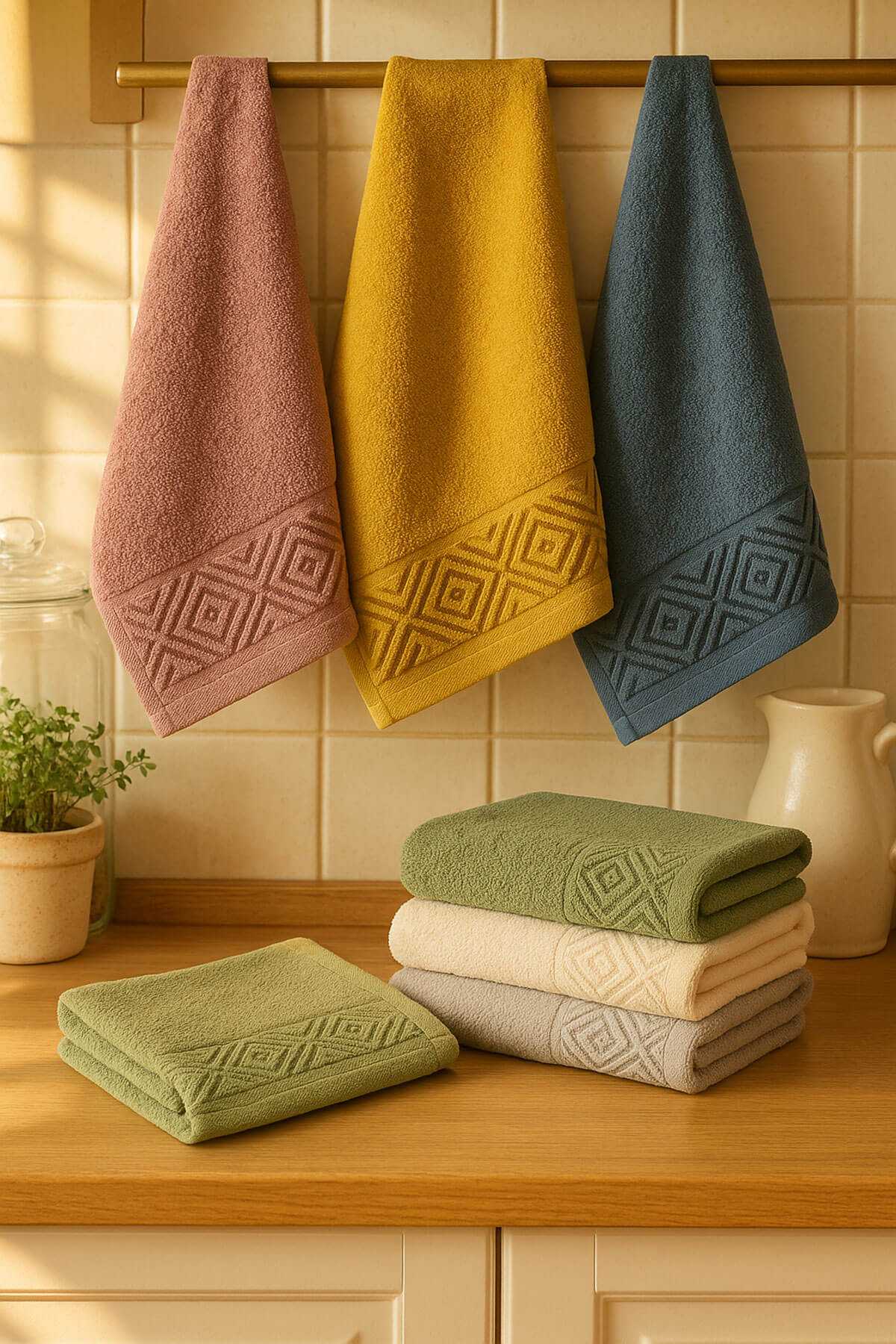 6 Parça Mutfak Havlusu Seti &amp;#37;100 Pamuklu Baklava