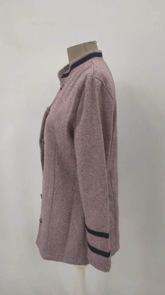 Kadın Uzun Kollu Hakim Yaka Düğme Detaylı Mini Dokuma Ceket