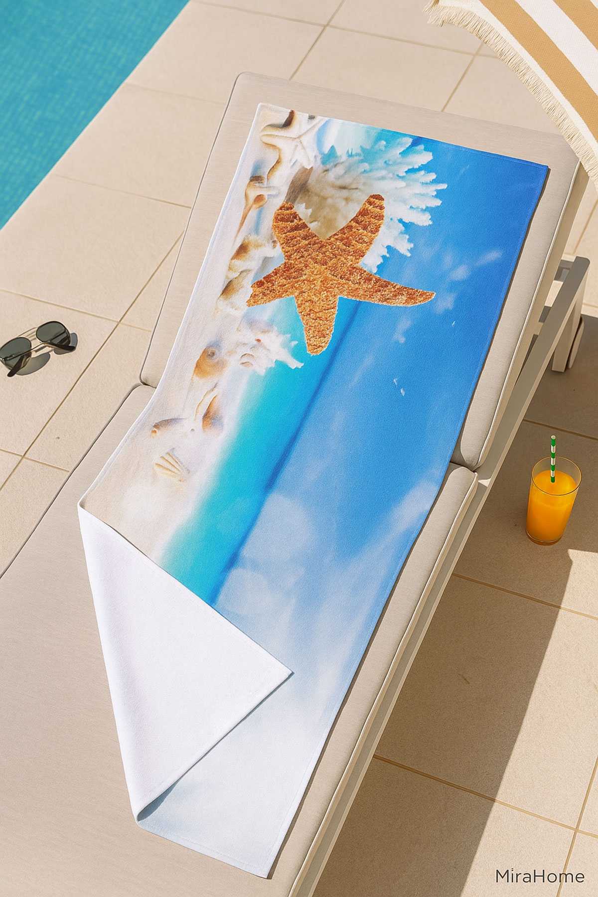SeaDream Tropikal Desenli Plaj Havlusu 70X140 Cm  DenizYıldızı