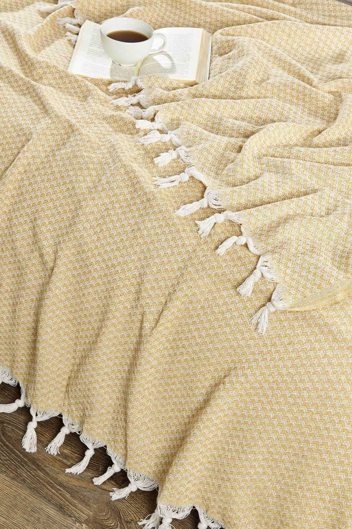 Çift Kişilik Yatak Pikesi Yelda Sarı 200 x 230 Cm