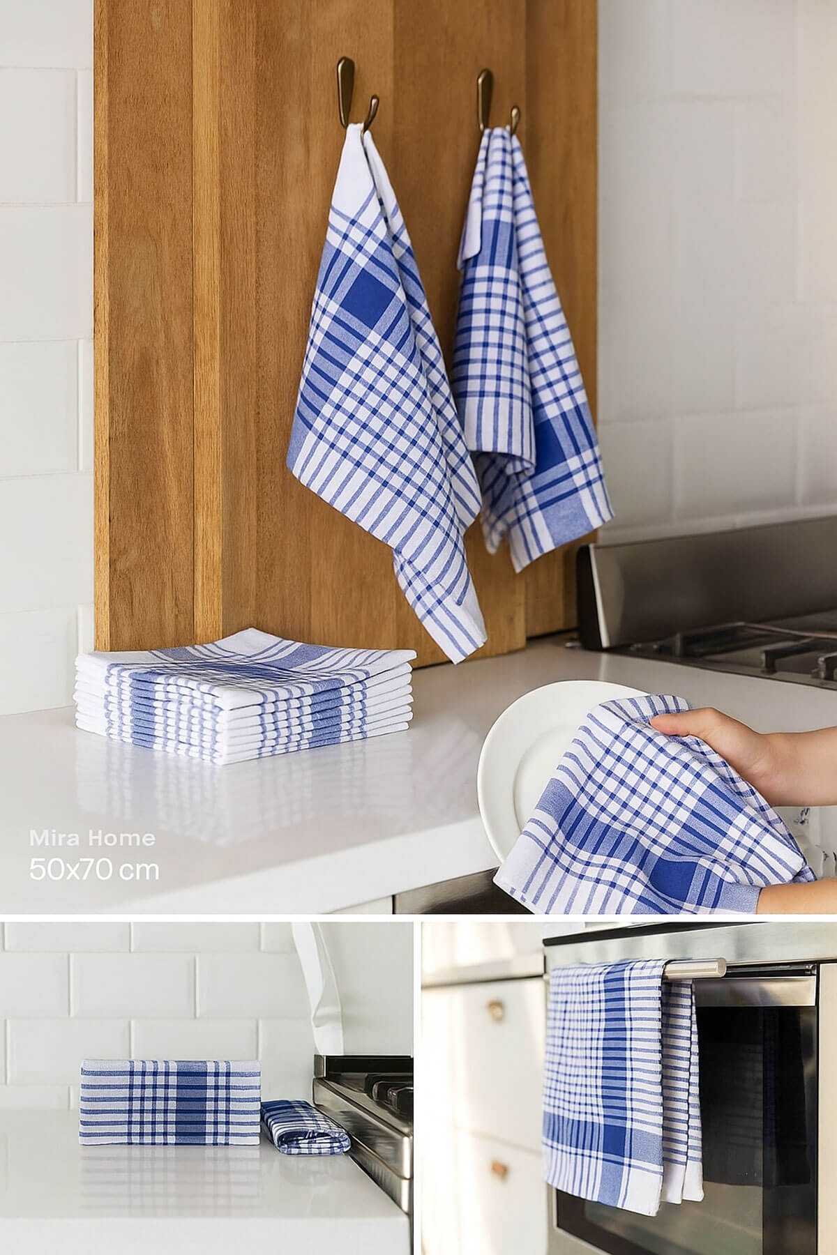 10 lu Lüks Bulaşık Kurulama Bezi ve Mutfak Peçetesi 50x70 Cm Daily Mavi