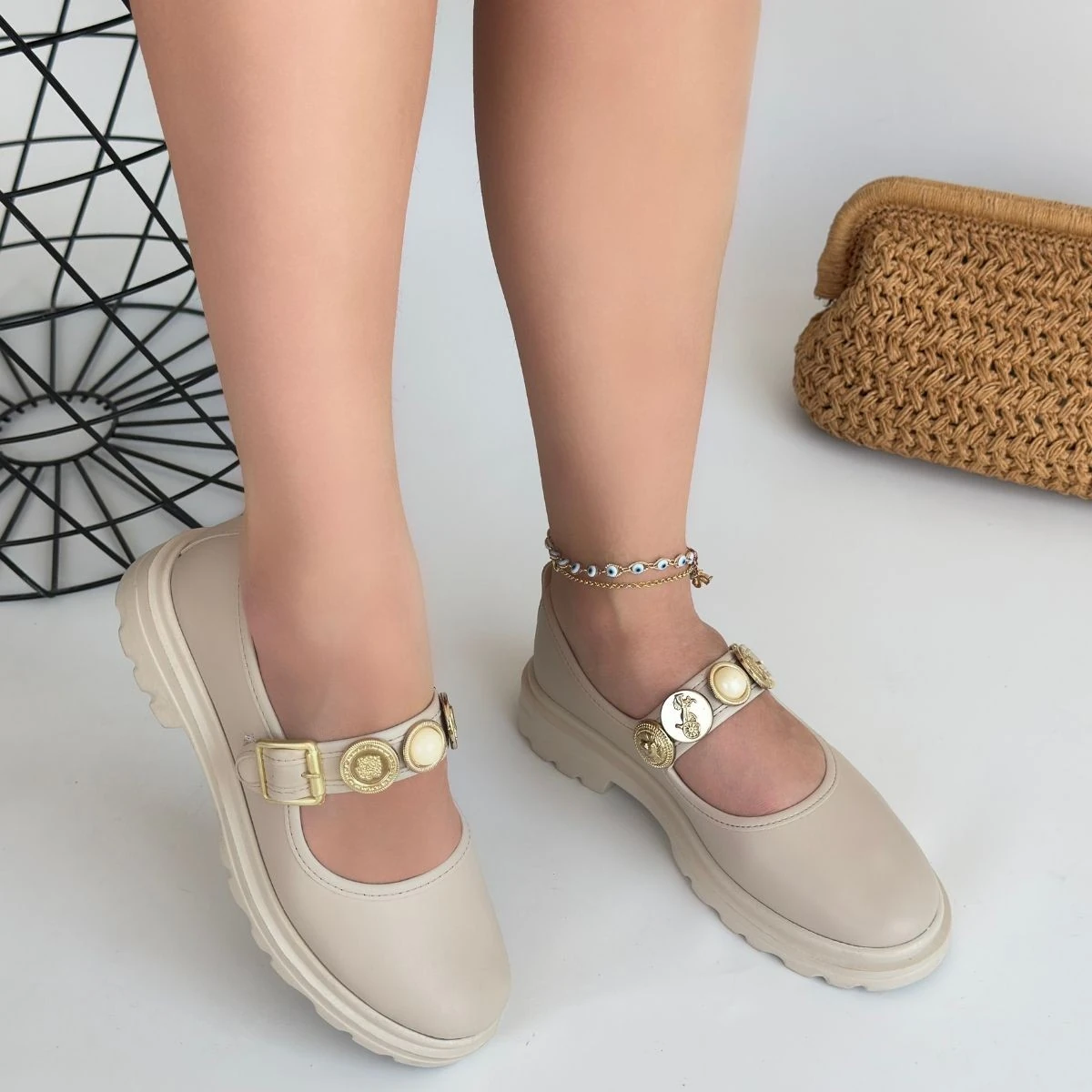 Okira Bej Cilt Oxford Ayakkabı