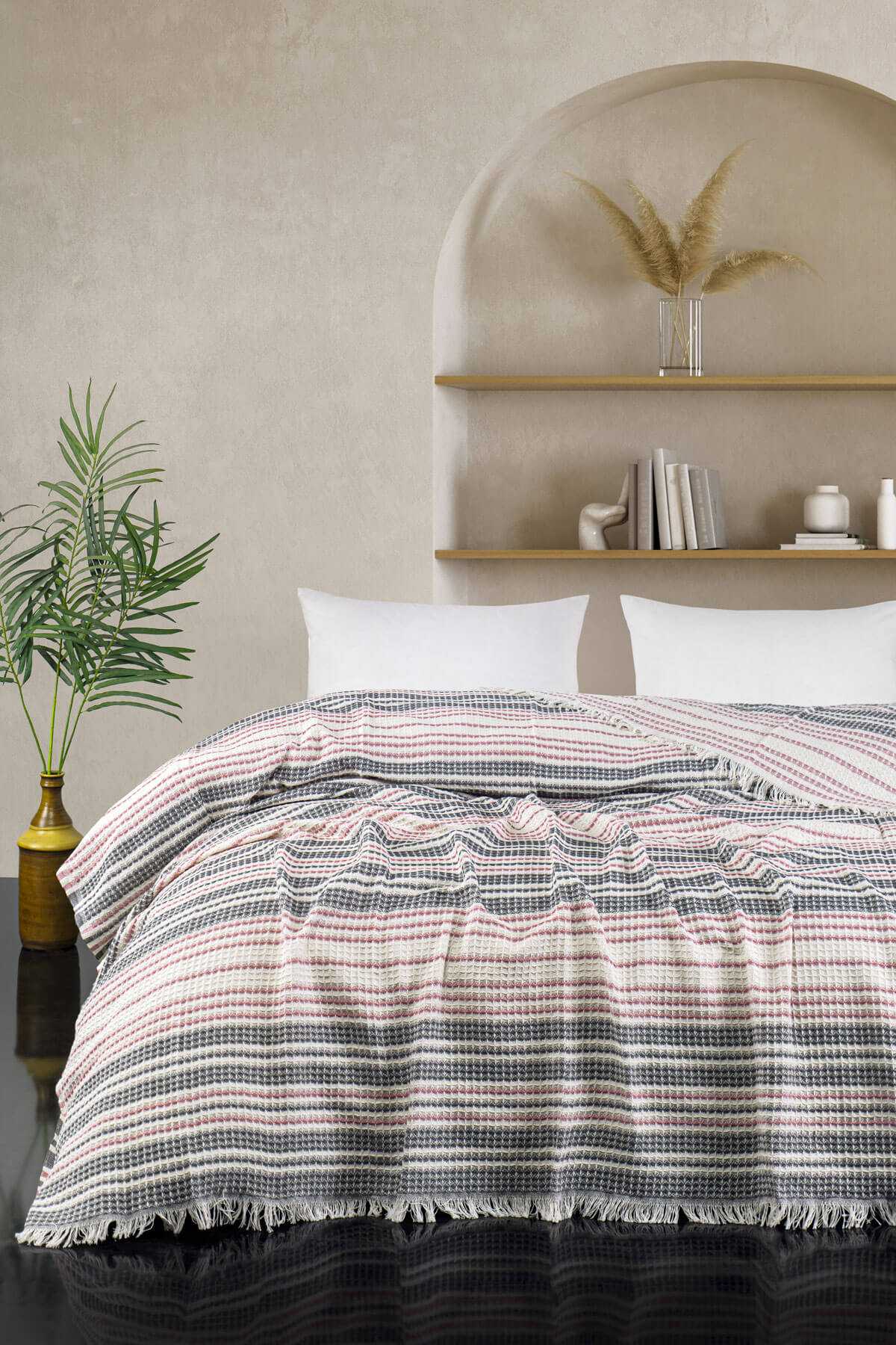 Çift Kişilik Yatak Pikesi Güneş Pudra Gri 200 x 230 Cm