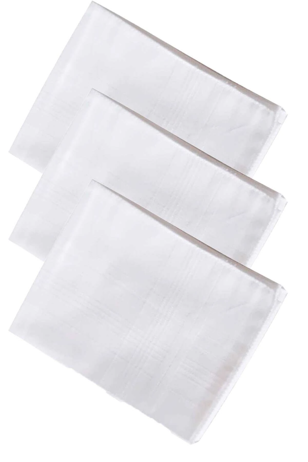3’lü Özel Paket Premium Erkek Mendil Seti  &amp;#37;100 Pamuk 42x42 cm Beyaz