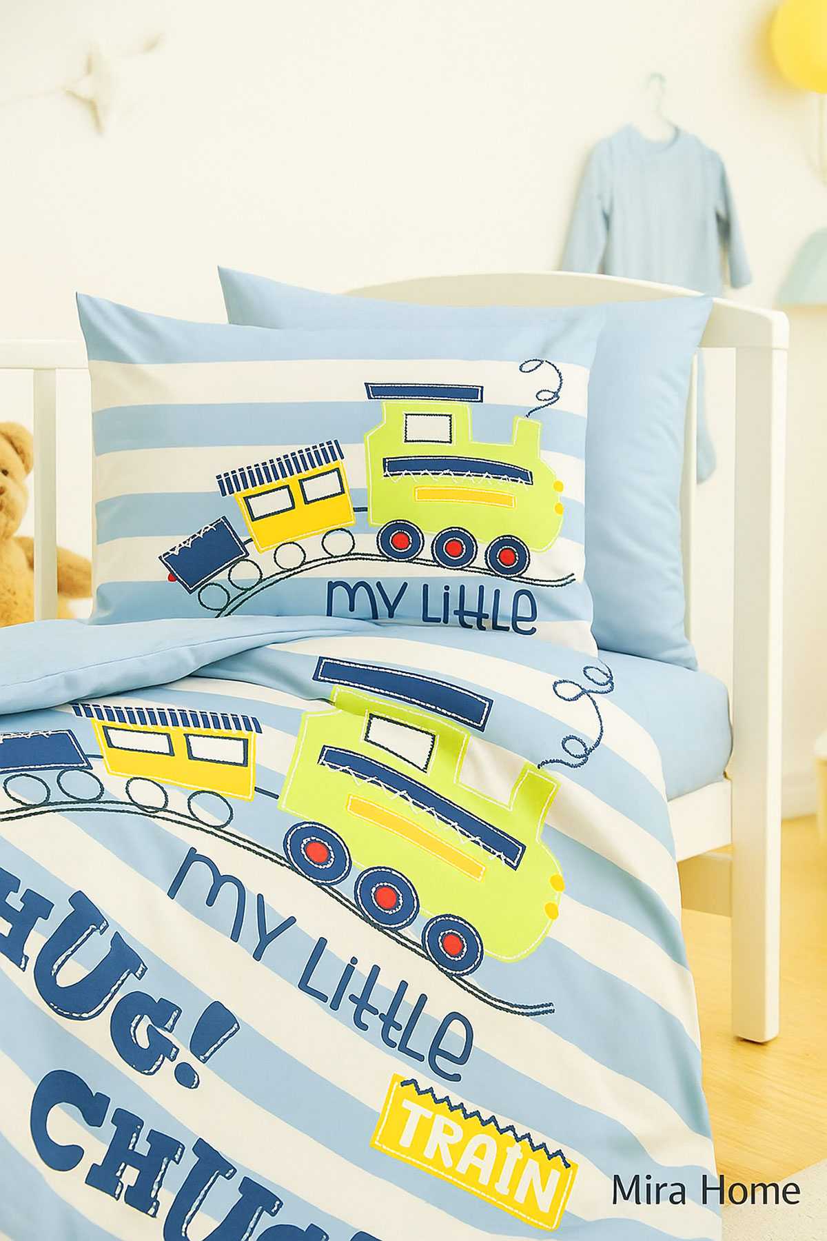 Dijital Baskılı 3d Pamuklu Yenidoğan Bebek Nevresim Takımı My Little Train