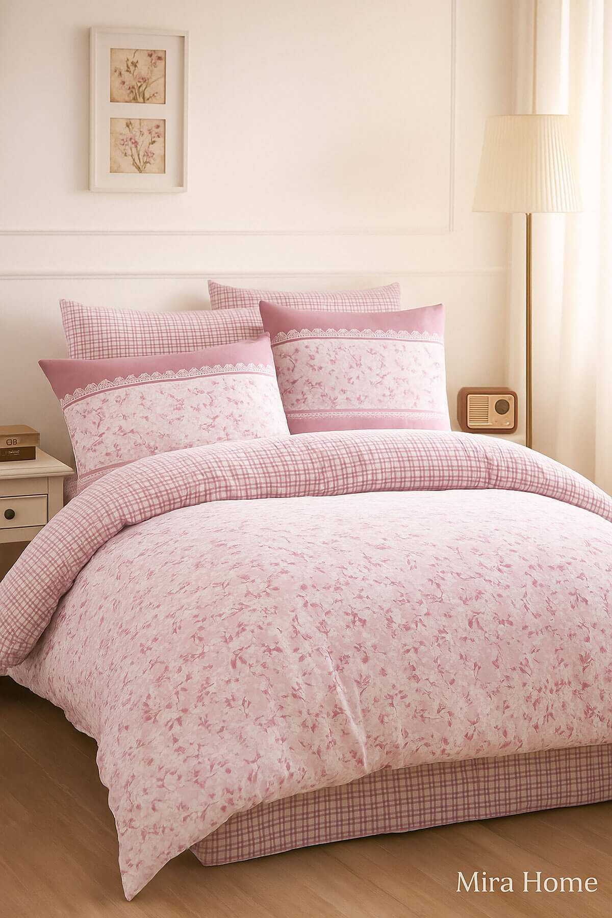 Çift Kişilik Pamuklu Nevresim Takımı Romantic Pink Çiçekli