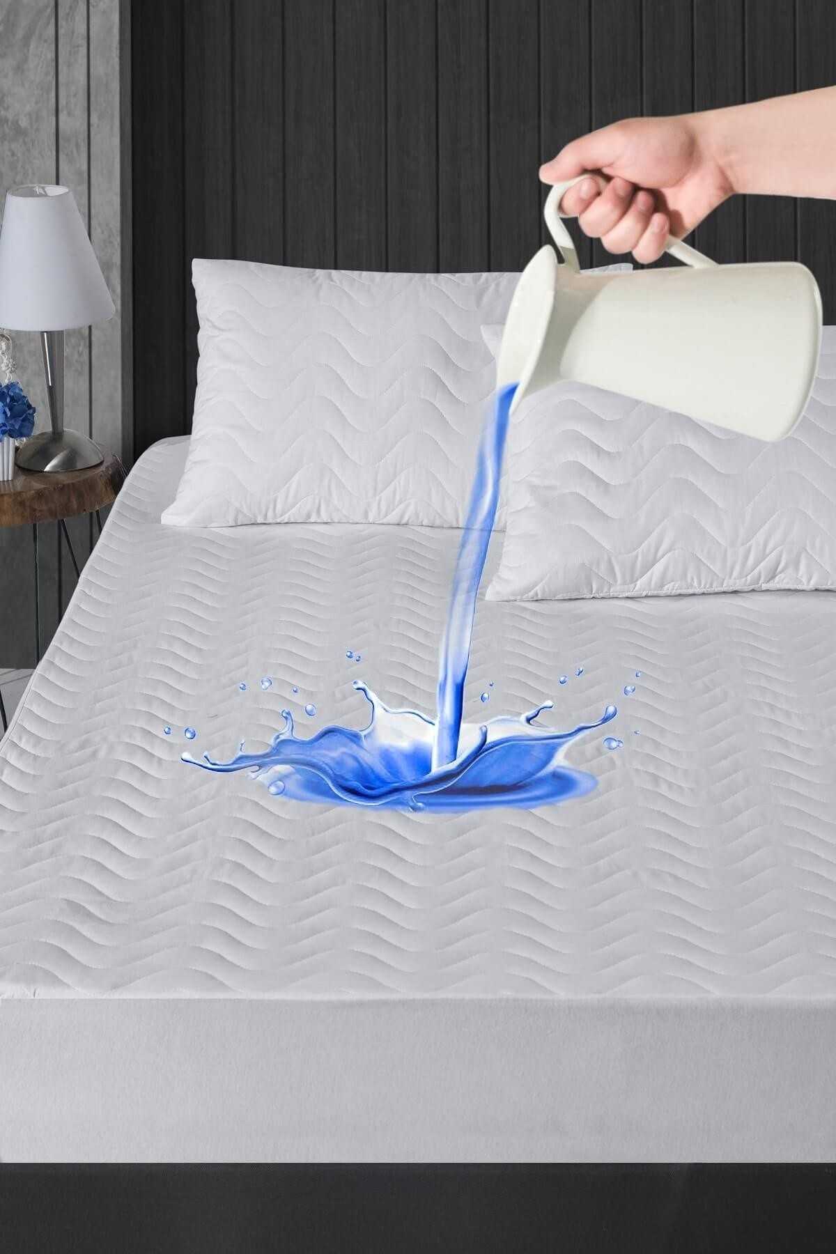 100X200 Sıvı Geçirmez Kapitoneli Tek Kişilik Alez Fitted Pamuklu