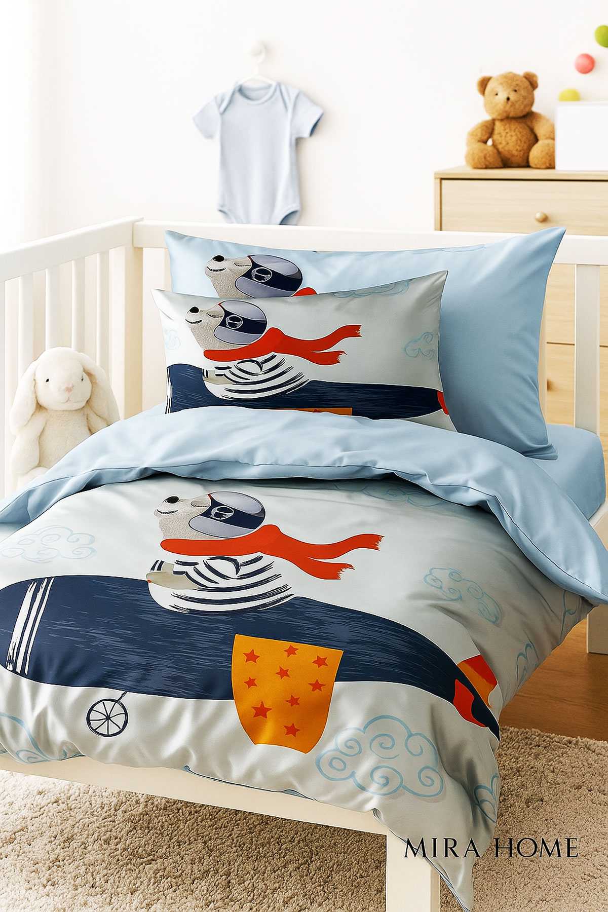 Dijital Baskılı 3d Pamuklu Yenidoğan Bebek Nevresim Takımı Fly Foggy