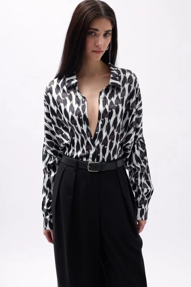 Desenli Crop Gömlek