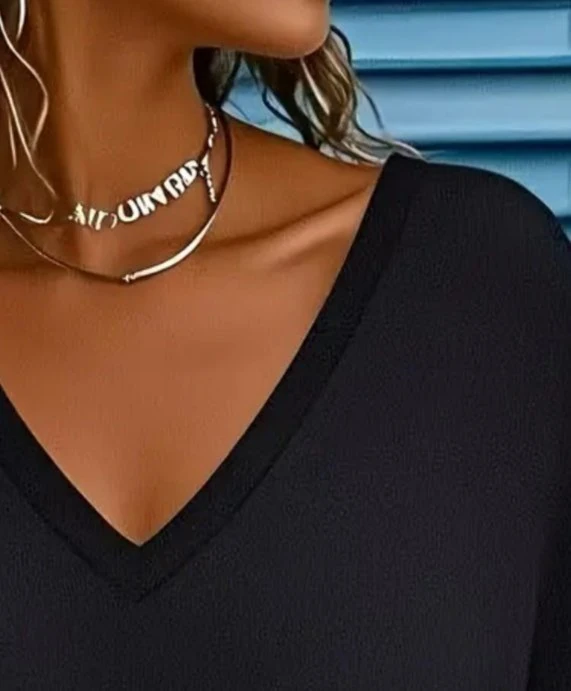 Kadın Uzun Kollu V Yakalı Viskon Iki Iplik Bluz