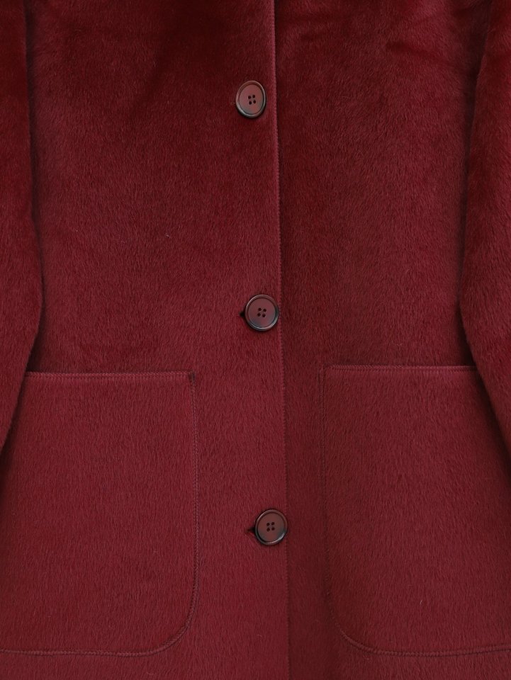 Boydan Düğmeli Cepli Kaban  -Bordo