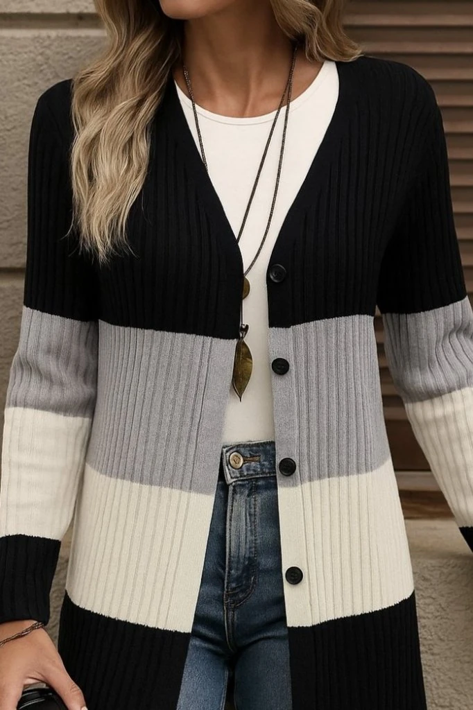 Kadın Uzun Kollu çok Renkli önden Düğmeli Uzun Ceket